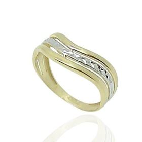 Foto de 44-325S - SORTIJA ONDAS BICOLOR LAPIDADA 7MM 18K 