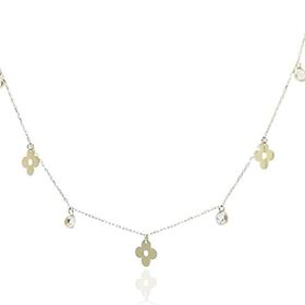 Foto de 10-501-122G - GARGANTILLA 3 FLORES 7MM - 4 CIRCONITAS 3MM 42CM 18K 