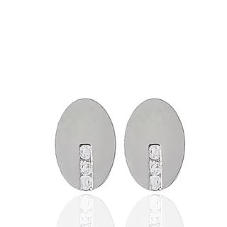 Foto de 99-778B - PENDIENTES OVAL CIRCONITA 8MM O.B. 18K