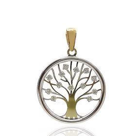 Foto de 51-16002 - COLGANTE ÁRBOL DE LA VIDA BICOLOR CIRCONITA 19MM 18K 