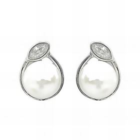 Foto de 43-3113 - *OFERTA* PENDIENTES PLATA PERLA CIRCONITA 10MM