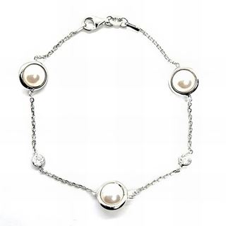 Foto de 24-6 - *OFERTA* PULSERA PLATA PERLAS 10MM Y CIRCONITA 3MM 18.5CM