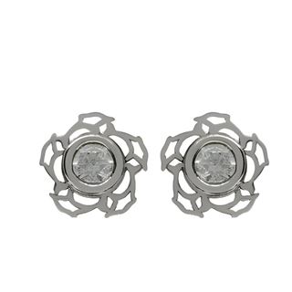 Foto de 70-670B - PENDIENTES FLOR CIRCONITA 6MM O.B. 18K