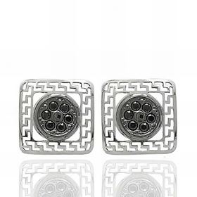 Foto de 51-40405B - PENDIENTES CIRCONITA NEGRA 8MM O.B. 18K