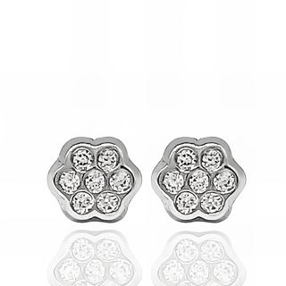Foto de 51-2012125 - PENDIENTES FLOR CIRCONITA 4MM O.B. 18K