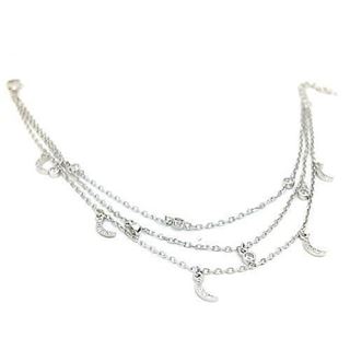 Foto de 25-0053P - PULSERA PLATA TRES CADENAS CIRCONITAS Y LUNAS 17CM (ALARGADOR 3CM(