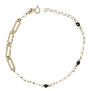 Foto de 10-501-164 - PULSERA COMBINADA PIEDRAS NEGRAS 18.5CM (2,01gr) 18K