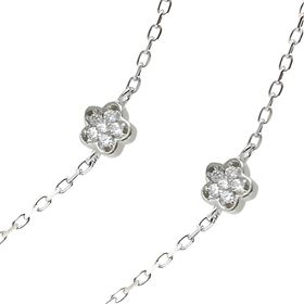 Foto de 25-0141G - GARGANTILLA PLATA FLORES CIRCONITA 90CM