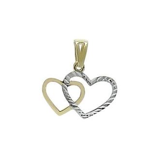 Foto de 12-267 - COLGANTE CORAZONES BICOLOR LAPIDADOS 10MM 18K**