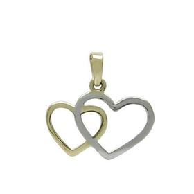 Foto de 12-266 - COLGANTE CORAZONES BICOLOR BRILLO 10MM**