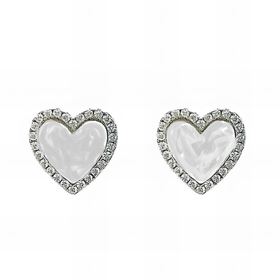 Foto de 25-0546 - PENDIENTES PLATA CORAZÓN NÁCAR CIRCONITA 12MM