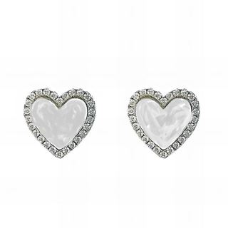 Foto de 25-0546 - PENDIENTES PLATA CORAZÓN NÁCAR CIRCONITA 12MM