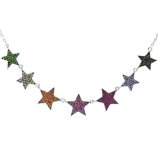 Foto de 25-1741 - GARGANTILLA PLATA ESTRELLAS COLOR 10MM 40CM (ALARGADOR 3CM)