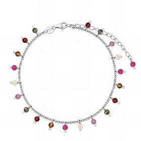 Foto de 18-AG115521 - TOBILLERA PLATA PIEDRAS COLOR 21CM (ALARGADOR 5CM)