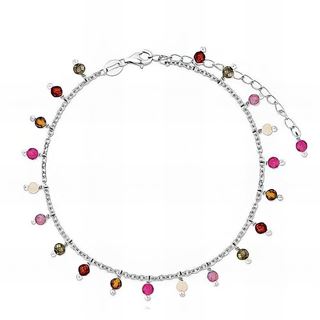 Foto de 18-AG115521 - TOBILLERA PLATA PIEDRAS COLOR 21CM (ALARGADOR 5CM)