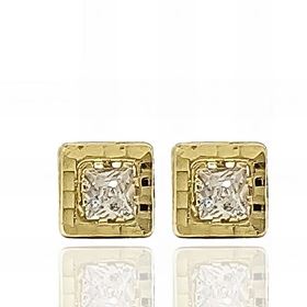 Foto de 05-2179 - PENDIENTES CUADRADOS CIRCONITA 6MM 18K
