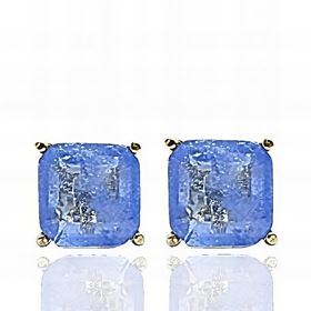 Foto de 05-3988A-6 - PENDIENTES PIEDRAS COLOR AZUL 6X6MM PRESIÓN 18K