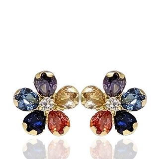 Foto de 05-4478 - PENDIENTES FLOR PIEDRAS COLOR 9MM 18K 