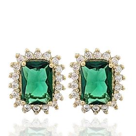 Foto de 28-030EP - PENDIENTES ESMERALDA CIRCONITA 10.5MM 18K**