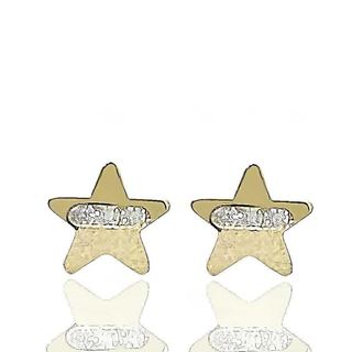 Foto de 99-PT818 - PENDIENTES ESTRELLA CIRCONITA MATE-BRILLO 5.5MM 18K