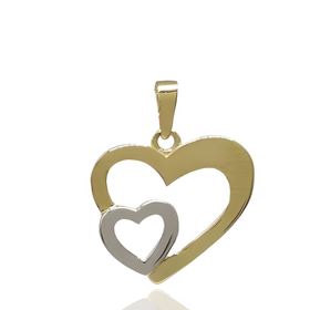 Foto de 12-1015 - COLGANTE DOS CORAZONES BICOLOR 16MM 18K