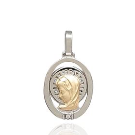 Foto de 26-AG301-0 - MEDALLA ORO Y PLATA VIRGEN NIÑA BRILLANTE 17MM FINOR