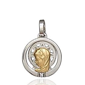 Foto de 26-AG300-0 - MEDALLA ORO Y PLATA VIRGEN NIÑA BRILLANTE 16MM FINOR