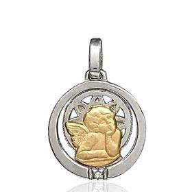 Foto de 26-AG300-0A - MEDALLA ORO Y PLATA BEBÉ ÁNGEL BRILLANTE 16MM FINOR