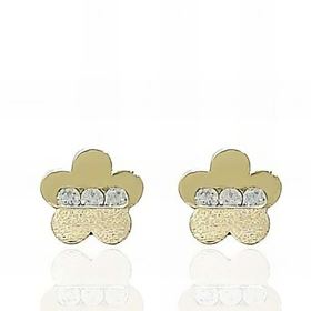 Foto de 99-PT823 - PENDIENTES FLOR CIRCONITA MATE-BRILLO 5MM 18K