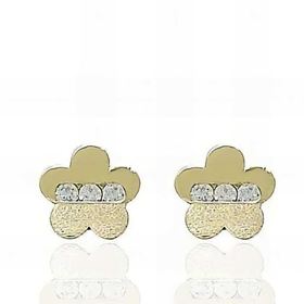 Foto de 99-PT823 - PENDIENTES FLOR CIRCONITA MATE-BRILLO 5MM 18K