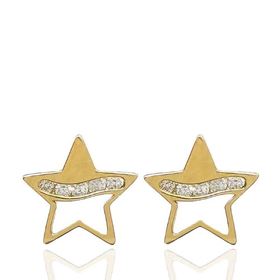 Foto de 99-PT837 - PENDIENTES ESTRELLA CIRCONITA 9MM 18K