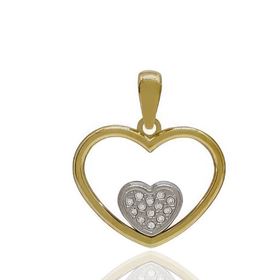 Foto de 51-14386 - COLGANTE CORAZONES BICOLOR CIRCONITA 16MM 18K