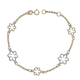 Foto de 10-00-7737 - PULSERA FLORES BICOLOR 9-7MM 18.5CM (1,94gr) 18K