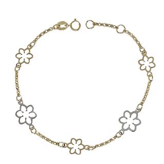 Foto de 10-00-7737 - PULSERA FLORES BICOLOR 9-7MM 18.5CM (1,94gr) 18K