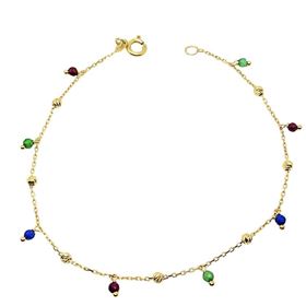 Foto de 10-656-144 - PULSERA PIEDRAS COLOR Y BOLAS 19CM 18K