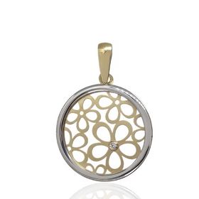 Foto de 51-14490 - COLGANTE FLORES BICOLOR CIRCONITA 19MM 18K