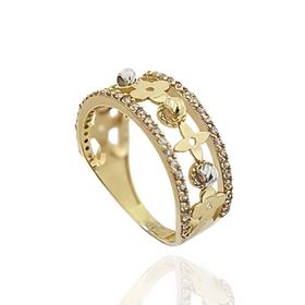 Foto de 10-602-237S - SORTIJA FLORES BICOLOR CIRCONITA 7.6MM 18K**