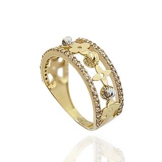 Foto de 10-602-237S - SORTIJA FLORES BICOLOR CIRCONITA 7.6MM 18K**