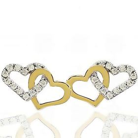 Foto de 14-4643 - PENDIENTES CORAZONES CIRCONITA BICOLOR 9MM 18K