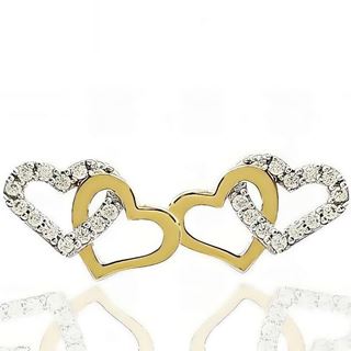 Foto de 14-4643 - PENDIENTES CORAZONES CIRCONITA BICOLOR 9MM 18K