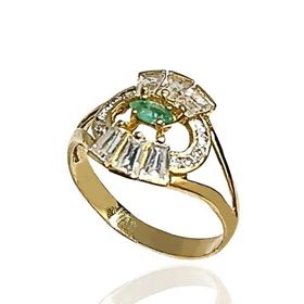 Foto de 00-1682S - SORTIJA ESMERALDA Y CIRCONITA JUEGO 14MM 18K