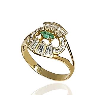 Foto de 00-1682S - SORTIJA ESMERALDA Y CIRCONITA JUEGO 14MM 18K