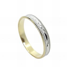 Foto de 10-351-312-15 - ALIANZA BICOLOR LAPIDADA 3MM 18K