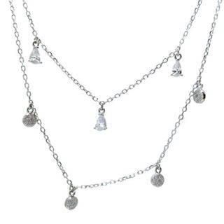 Foto de 25-0062 - GARGANTILLA PLATADOS CADENAS CIRCONITA 45CM (ALARGADOR 5CM)