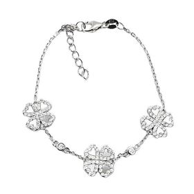 Foto de 25-1093 - PULSERA PLATA TRÉBOLES NÁCAR 10MM 16CM (ALARGADOR 3.5CM)