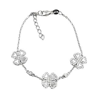 Foto de 25-1093 - PULSERA PLATA TRÉBOLES NÁCAR 10MM 16CM (ALARGADOR 3.5CM)