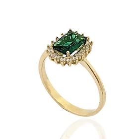 Foto de 28-030ES - SORTIJA ESMERALDA CIRCONITA 11MM 18K