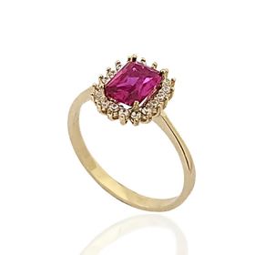 Foto de 28-030RS - SORTIJA RUBÍ CIRCONITA 11MM 18K