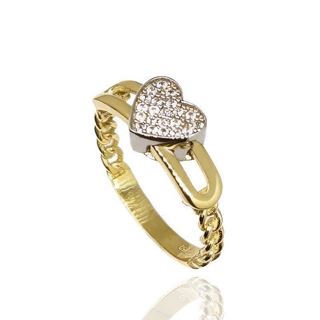 Foto de 28-200901S - SORTIJA CORAZÓN BICOLOR CIRCONITA 7MM 18K