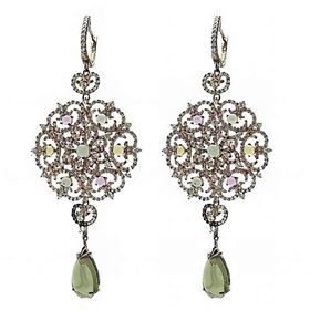 Foto de 32-0533P - *OFERTA* PENDIENTES PLATA PIEDRAS COLOR COBRE 80MM